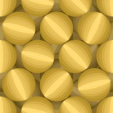 Gold 3D Balls seamless pattern. Three-dimensional vector background. Abstract 스톡 일러스트