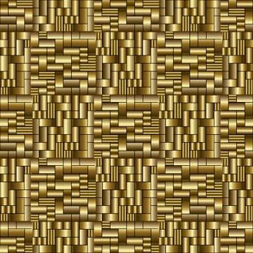 Gold 3d check geometric seamless pattern. Abstract vector textured background イラスト素材