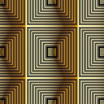Gold 3d checkered vector seamless pattern. Plaid striped surface background 스톡 일러스트
