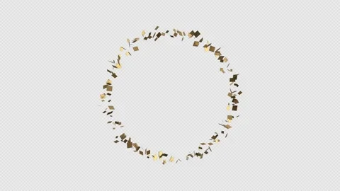 Gold 3D Confetti Ring Stock Footage 145943195
