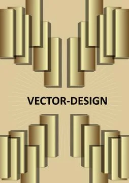 Gold 3d design, leaflet or cover template with 3d golden rectangle composition Stock Illustration