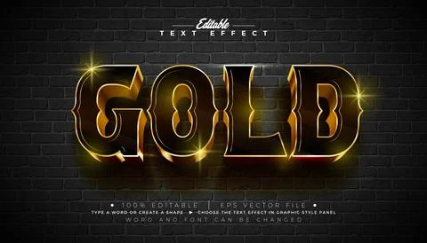 Gold 3D Editable Text Effect Design Vector Graphic Style with Golden Framed.. 스톡 일러스트