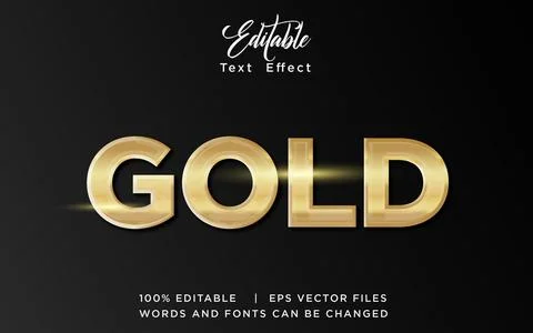 Gold 3D Editable Text Effect Vector Design Stock Illustration