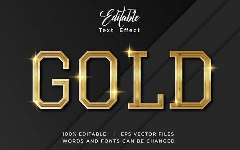 Gold 3D Editable Text Effect Vector Design Stock Illustration