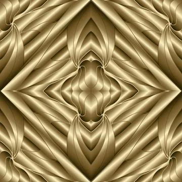 Gold 3d geometric vector seamless pattern. Modern abstract textured golden ba イラスト素材