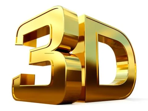Gold 3D logo isolated on white background with reflection effect. 스톡 일러스트