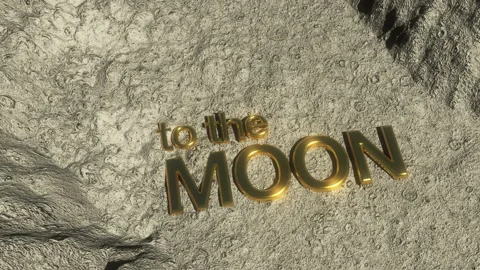 Gold 3D TO THE MOON Main Title Concept Aerial Fly Over Animation Vidéo 156862503