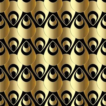 Gold 3d paisley seamless pattern. Abstract vector background wallpaper Illustrazione stock