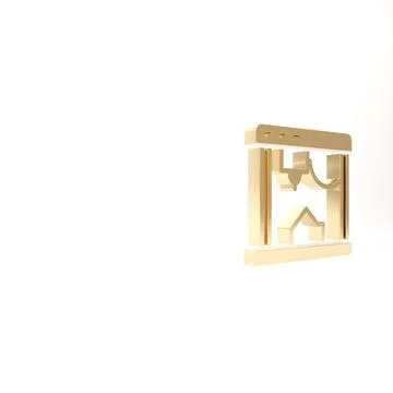 Gold 3D printer icon isolated on white background. 3d illustration 3D render Ilustración de archivo