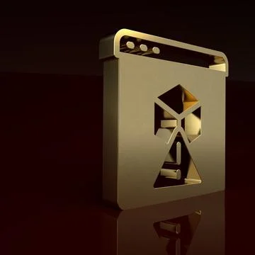 Gold 3D printer icon isolated on brown background. 3d printing. Minimalism イラスト素材