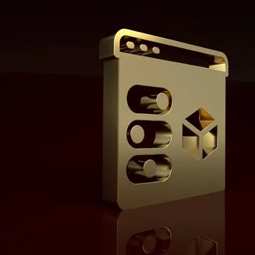 Gold 3D printer icon isolated on brown background. 3d printing. Minimalism イラスト素材