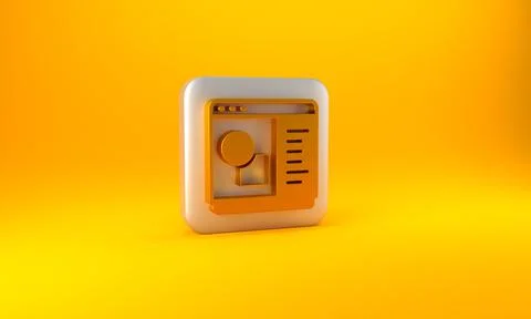 Gold 3D printer software icon isolated on yellow background. 3d printing. Sil Stock Illustration