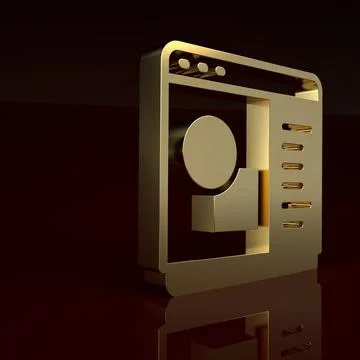 Gold 3D printer software icon isolated on brown background. 3d printing Stock Illustration