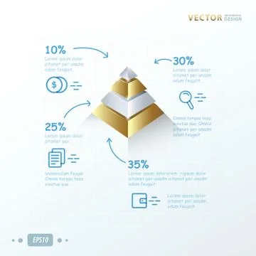 Gold 3D pyramid Stock Illustration