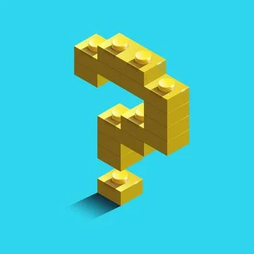 Gold 3d question mark sign icon from constructor bricks. vector illustration Stock Illustration