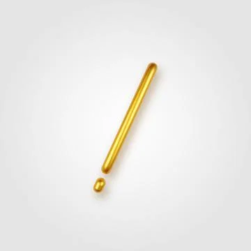 Gold 3d realistic exclamation mark on a light background. Stock Illustration
