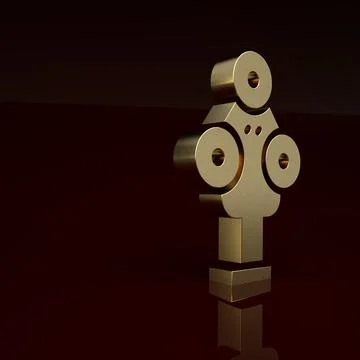 Gold 3D scanner icon isolated on brown background. Minimalism concept. 3D render Stock Illustration