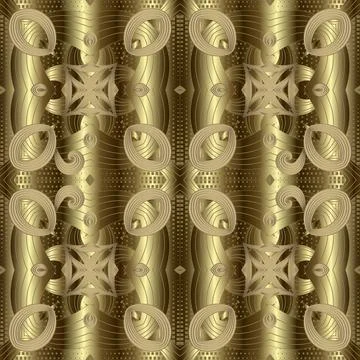Gold 3d seamless pattern. Textured golden vector background. Grunge repeat su Stock Illustration