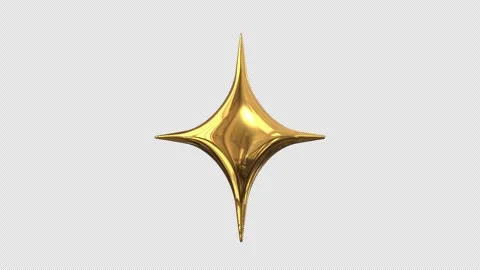 Gold 3D Shiny Retro Blinking Star On Transparent Background Stock Footage 268476716