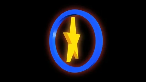 Gold 3d star blue circle Stock Footage 73244092