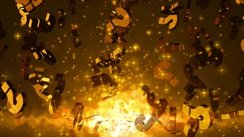 Gold 3D Symbol ? Hovering on the Screen Video stock 166369454