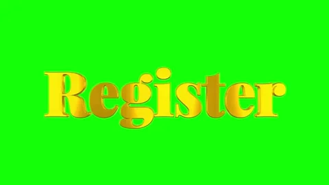 Gold 3d text animation of 'register' on green background Stock Footage 337315846
