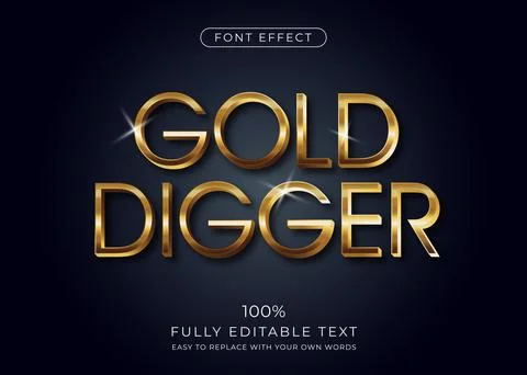 Gold 3d text effect, editable font style Stock Illustration