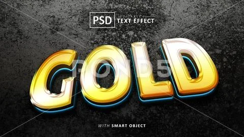 Gold 3d text effect editable Modello PSD