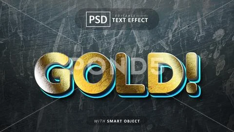 Gold 3d text effect editable PSD Template