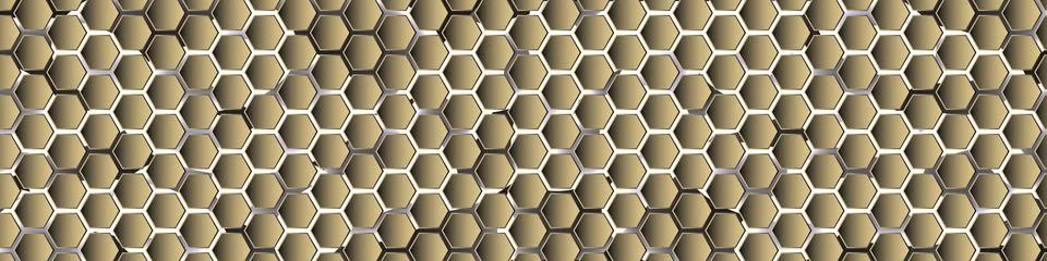Gold 3d wide hexagonal abstract technology banner Stock Illustration