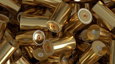 Gold 4680 format cylindrical lithium traction battery for battery modules, .. Stock Illustration