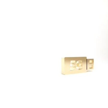 Gold 5G modem for fast mobile Internet icon isolated on white background. Glo Stock Illustration