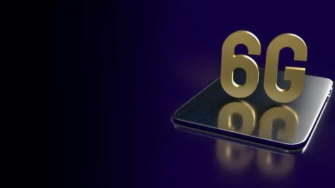 The gold 6g on tablet for technology communications concept 3d rendering. Stock Illustration