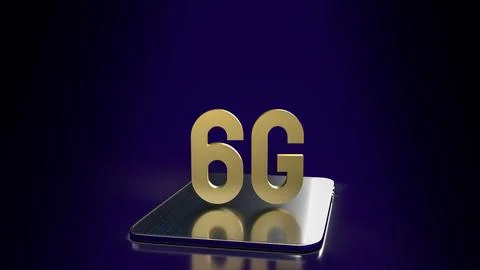 The gold 6g on tablet for technology communications concept 3d rendering. Stock Illustration