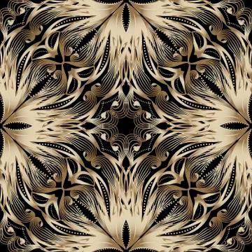 Gold abstract 3d seamless pattern. Vector ornamental background. Modern repea Stock Illustration