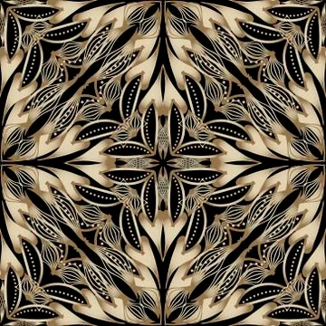 Gold abstract 3d seamless pattern. Vector ornamental background. Modern repea Stockillustratie