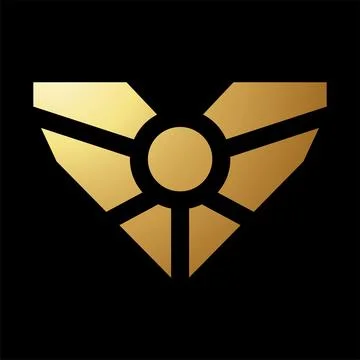 Gold Abstract Angular Heart Shaped Icon 스톡 일러스트