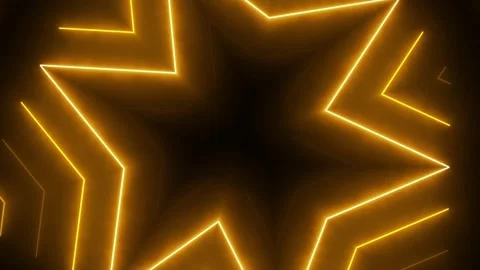 Gold Abstract Background, Motion Shapes, Yellow Neon Kaleidoscope Stock Footage 299138200