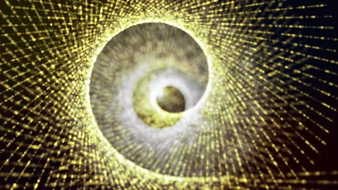 Gold abstract backgrounds digital line rotation with glitter Stock Footage 130202802