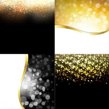 Gold abstract dark backgrounds set Stock Illustration