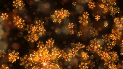 Gold Abstract Flowers Background. Computer generated seamless loop. Stock-Footage 73394028