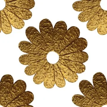 Gold abstract flowers pattern. Hand painted floral seamless background. Stock Illustration