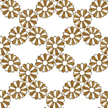 Gold abstract flowers pattern. Hand painted floral seamless background Stock Illustration
