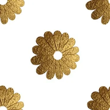 Gold abstract flowers pattern. Hand painted floral seamless background Stock Illustration