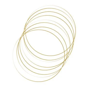 Gold abstract flowing lines creating overlapping circles. Vector illustration Illustrazione stock