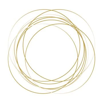 Gold abstract flowing lines creating overlapping circles. Vector illustration Illustrazione stock