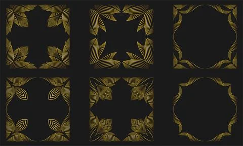 Gold Abstract Geometric Line Frame Collection 스톡 일러스트