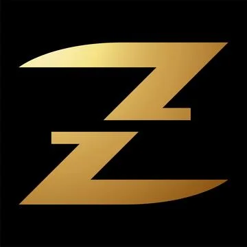 Gold Abstract Horizontally Split Letter Z Icon Stock Illustration