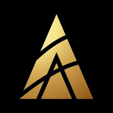 Gold Abstract Letter A Icon with Split Triangles Illustrazione stock