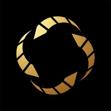 Gold Abstract Rotating Arrows Form a Recycling Shape Ilustração Stock